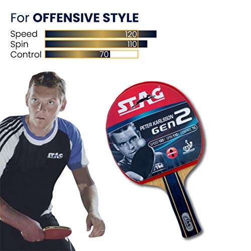STAG Advanced ITTF Approved Rubber Peter Karlsson Gen II Table Tennis Racquet, Multicolour, 172 grams 4