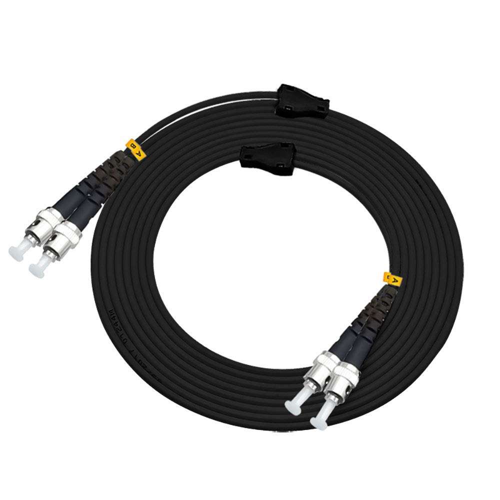 Jeirdus 200M ST to ST 10G OM3 Outdoor Armored Duplex 50/125 Fiber Optic Cable Jumper Optical Patch Cord Multimode 200Meters 656ft ST-ST 3