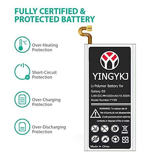 Galaxy S9 Battery,4300mAh High Capacity Battery EB-BG960ABE for Samsung Galaxy S9 G960 G960V G960A G960T G960P G960F with Complete Tool Kits 3