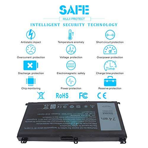 74Wh Type 357F9 71JF4 Laptop Battery for Dell Inspiron 15 7000 Gaming 7559 7557 7567 7566 7759 i7559 15 5576 5577 INS15PD Series 15-7559 071JF4 P57F P65F P65F001 0GFJ6 0357F9 11.1V 11.4V Battery 6