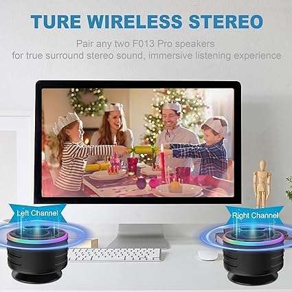 Bluetooth Speakers, IPX7 Waterproof Shower Speaker, Portable Speaker with LED Display, FM Radio, Suction Cup, Light Show, Built-in Mic, Best Gifts for Pool Beach Home Party Travel Outdoors 6