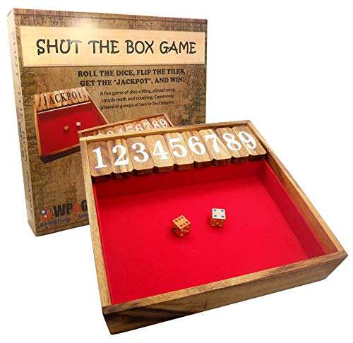 Winshare Puzzles and Games Shut The Box Game Large, Wooden Old Fashioned Dice Fun Play 1