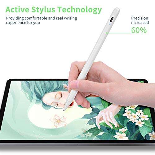 Electronic Stylus for iPad Pro 9.7" Pencil,Active Capacitive Pencil Compatible with Apple iPad Pro 9.7-inch Stylus Pens,Good on Drawing and NotesType-C Rechargeable Pen, White 4