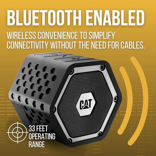 Cat Mini Bluetooth Speaker - Rugged, Heavy Duty, Portable, Wireless Outdoor Speakers | The Best Shock Proof, Dust Proof, & IP66 Water Resistant System. 3