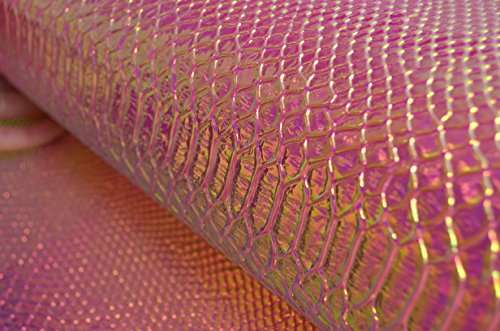 Wento 18” x 54”Fuschia Snake Skin Holographic Faux Leather Fabric,Shiny Snake Skin PU Leather,Stiff Material Holographic Snake Skin… 3