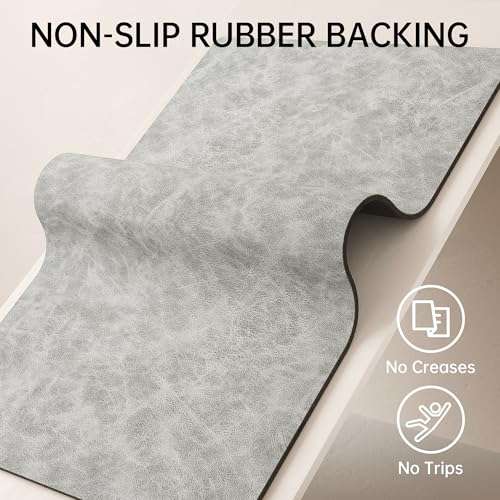 Bath Mat Rug, Rubber Non-Slip Quick Dry Absorbent Thin Bathroom Rugs Fit Under Door Bathroom Floor Mats-Shower Rug for in Front of Bathtub, Sink, Shower Room(Light Grey,24"x48") 4