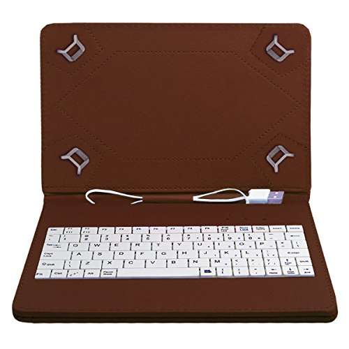 ACM USB Keyboard Case Compatible with Videocon V-Tab Max Tablet Cover Stand Study Gaming Direct Plug & Play - Brown 3