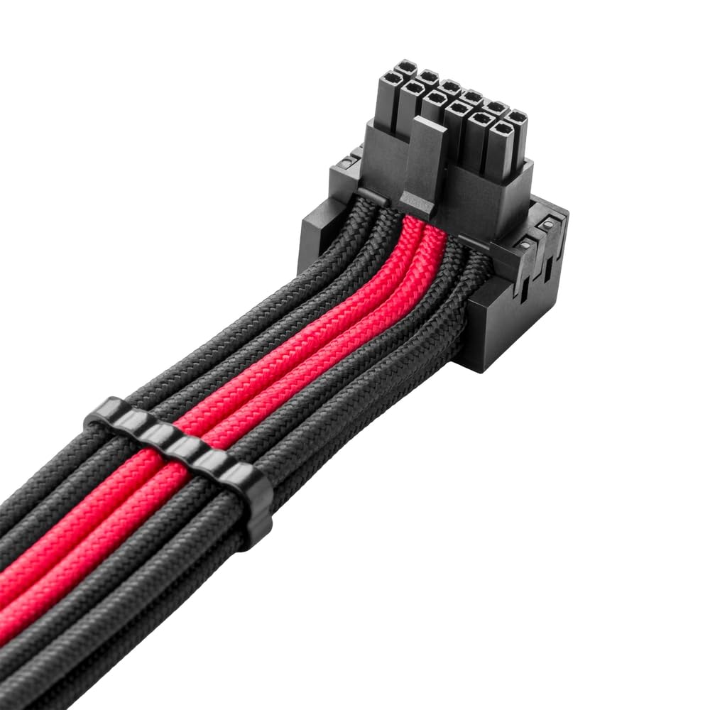 CableMod C-Series Pro ModFlex Sleeved 12V-2x6 12VHPWR 90° StealthSense PCIe Cable for Corsair Type 4 / Type 3 - Variant B (Black + Red, 16-pin to Dual 8-pin, 60cm) 3