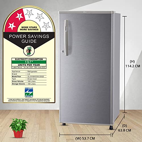 LG 190 L 2 Star Direct-Cool Single Door Refrigerator (?GL-B199ODSC, Dazzle Steel, Fast Ice Making, 2022 Model) 4