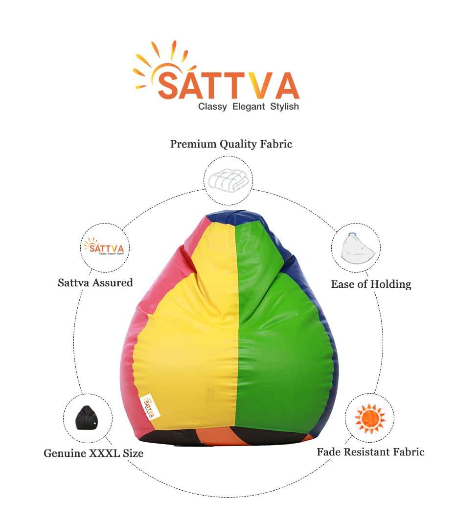 Sattva Classic Bean Bag Cover Without Beans XL Size - Yellow Neon Green Royal Blue 3