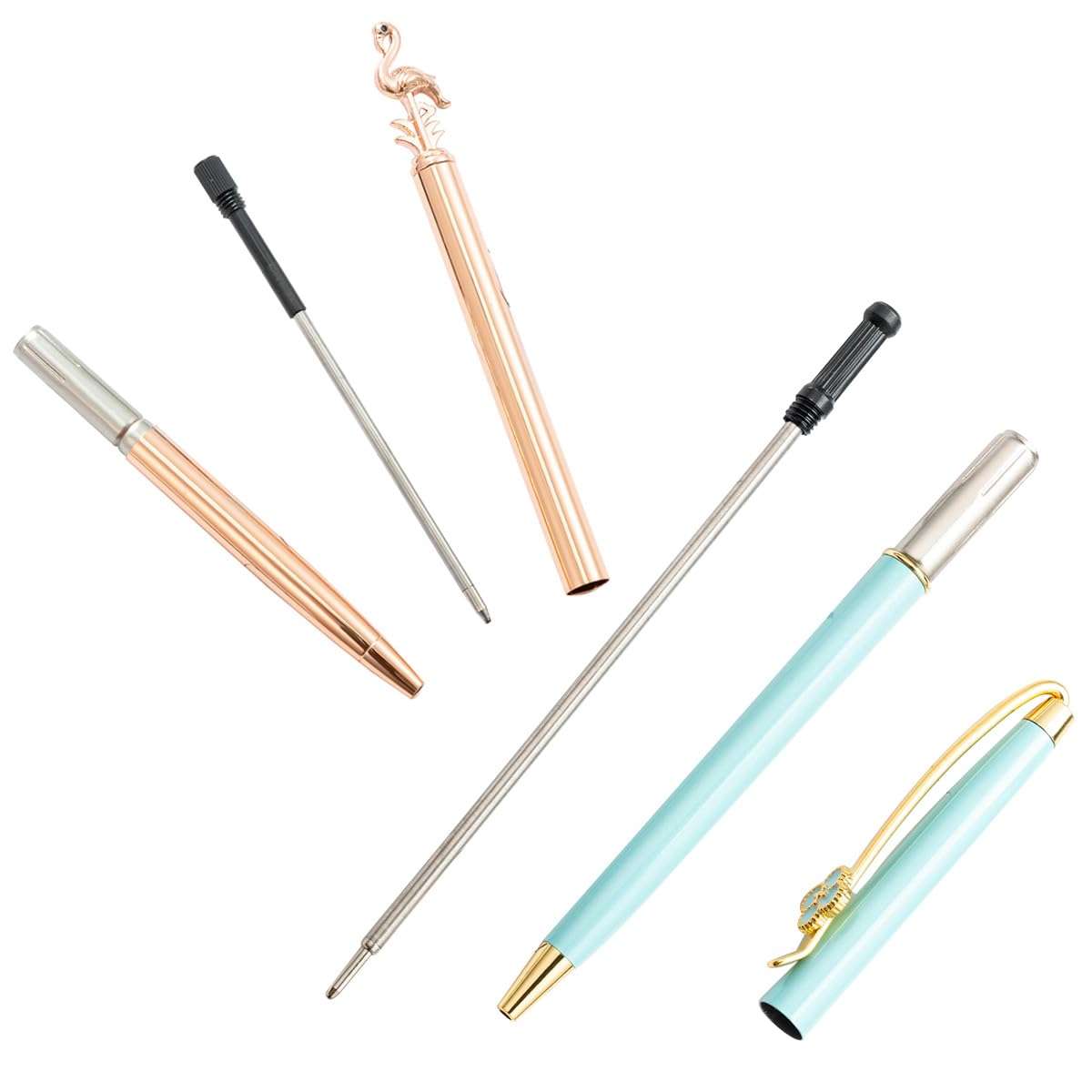 SIPLIV 10 Pcs Metallic Ballpoint Pens Set Crystal Diamond Glitter Pens for Journaling Black Ink Pretty Cute Fancy Stationery Gifts for Women Girls Home Office Desk, Pink 5