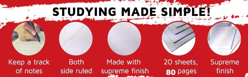 FIRST CLICK Exam Paper Answer Sheets Both side ruled Paper[ Count 20 Sheets Without Fold With Fold 40 sheets 80 Pages] 5