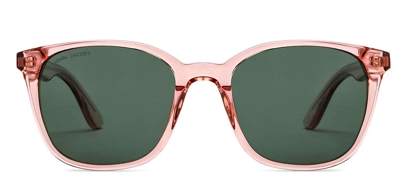 John Jacobs | UV Protection Sunglasses For Men & Women | Full Rim Square JJ S13313-C1 (Pink) 2