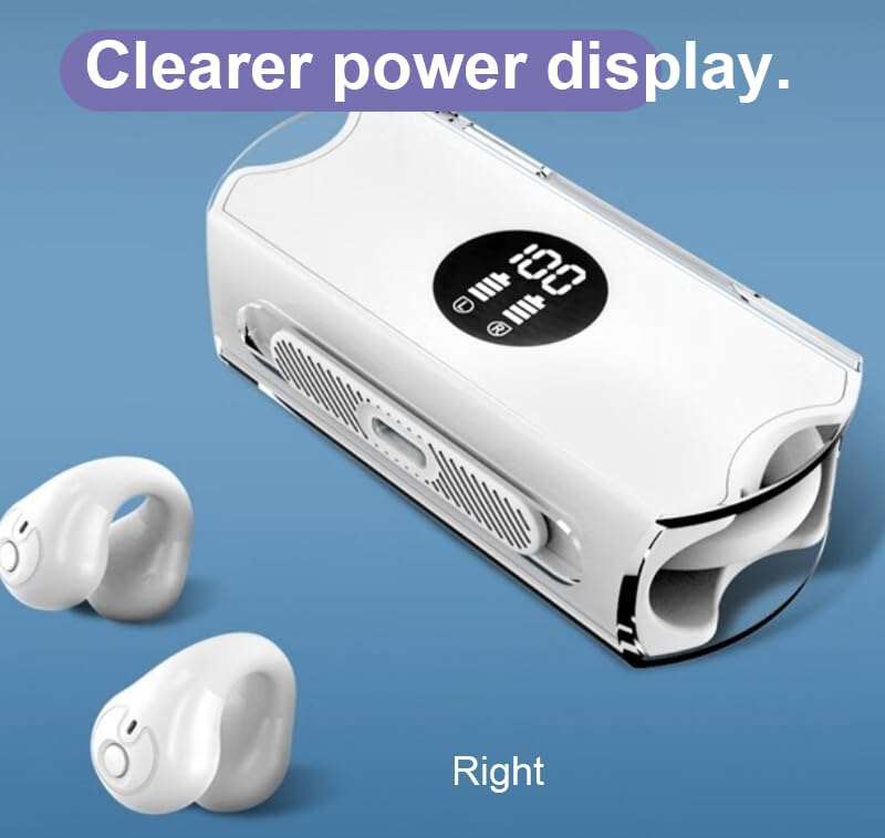 Ear Clips Ear Buds Wireless, Painless Open Ear Bone Conduction Headphones Bluetooth 5.3, Waterproof Mini Sport Running Clip on Earring Earphones for Small Ears, HiFi Sound/Long Battery Life 3