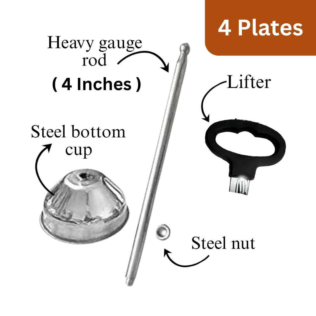 AadiVeer Stainless Steel Idli Cooker Stand For 4 Plates | Idli Maker | Idli Plates Spare Parts With Rod, Lifter & Cup (4 Inches), Fits Upto 4 Idli Plates 3