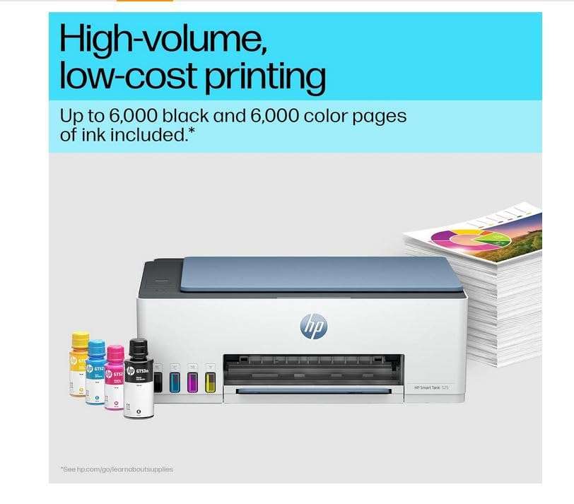 HP Smart Tank 525 All-in-one Colour Printer (Upto 6000 Black and 6000 Colour Pages Included in The Box). - Print, Scan & Copy for Office/Home 3