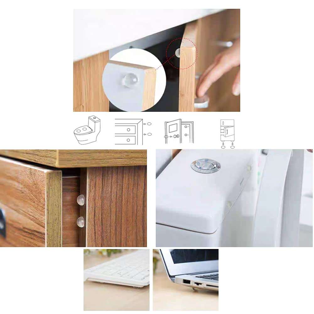 100 PCS Round Clear Adhesive Bumpers Combo, Cabinet Door Rubber Bumpers, Self Adhesive, Sound Dampening, for Drawers, Table Tops, Cupboard, Picture Frames, Glassware and Furniture 3