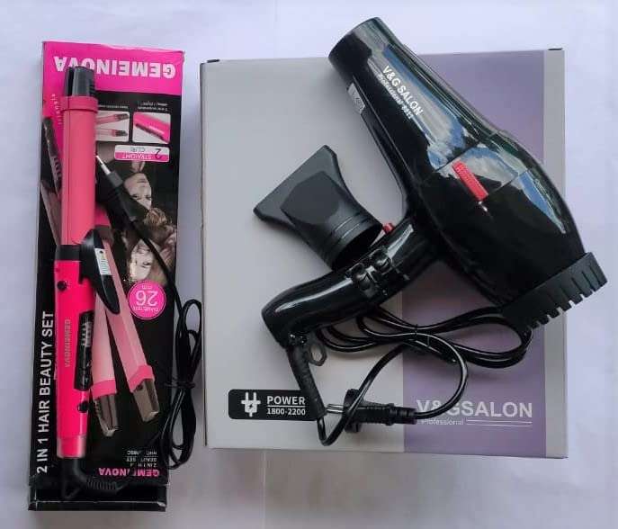 V&G SALON PROFESSIONAL HAIR DRYER-2000watt And 2IN1 HAIR STRAIGHTENER &CURLER-1818 3