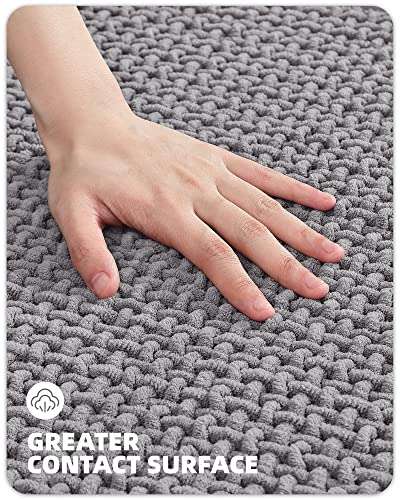 Color&Geometry Grey Bath Room Runner Rug - Non-Slip, Absorbent, Quick Dry, Thin, Washable - 20"x47" Long Bathmat Gray Chenille Carpet for Floor, Shower, Bathtub, Vanity 3