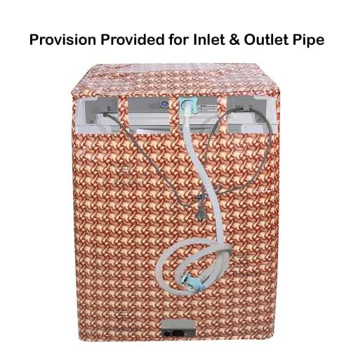 E-Retailer® Waterproof PVC Front Load Washing Machine Cover With Zip Enclosure Suitable For 5kg to 8kg (Color-Stripes Brown, Size-23x23x35) 2