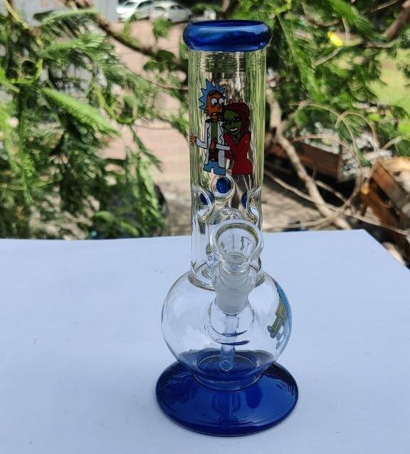 STRONG BONG Glass Percolator Bong | Rick & Morty | Size 8" (20cm) | Built-in Ice Catcher| Smoking Waterpipe | Blue 4