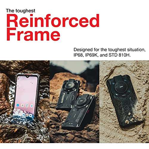 AGM Glory Pro Rugged Smartphone, 5G Unlocked Rugged Phone Snapdragon 480, Thermal Imaging Camera, 256x192 Resolution, 6.53" FHD+, 6200mAh Battery IP68/IP69K, 8G+256G Dual-LED Torch/NFC/GPS/Black 5