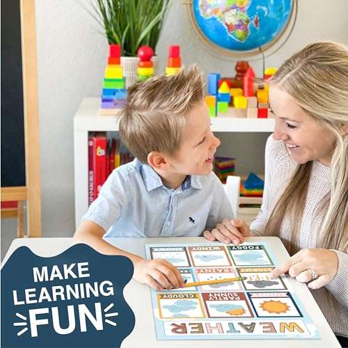 Hadley Designs 16 Educational Posters for Toddlers 1-3, Laminated Toddler Learning Posters for Preschool & Kindergarten, ABC Chart, Numbers, Colors, Shapes, Days of The Week, Boho Classroom Decor 2