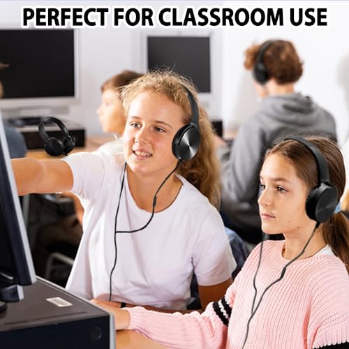 Wensdo Wholesale Bulk Headphones with Microphone 24 Pack for Classroom, Durable Headsets Class Set for School Students Kids and Adult (HY450, Black) 5