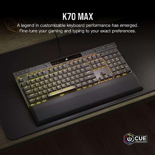 CORSAIR K70 MAX RGB Magnetic Mechanical Wired Gaming Keyboard – MGX Adjustable Switches, Simultaneous SOCD and Rapid Trigger, PBT Double-Shot Keycaps, Sound Dampening, 8000Hz Polling, QWERTY NA, Black 2