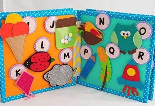 ChubbyCheeks A to Z English Alphabet 8 Pages Quiet/Soft Book Educational Toys for Independant playtime montessori Toys for Infants, Toddlers & Kids Early learning letter toy for babies kids touch book 4