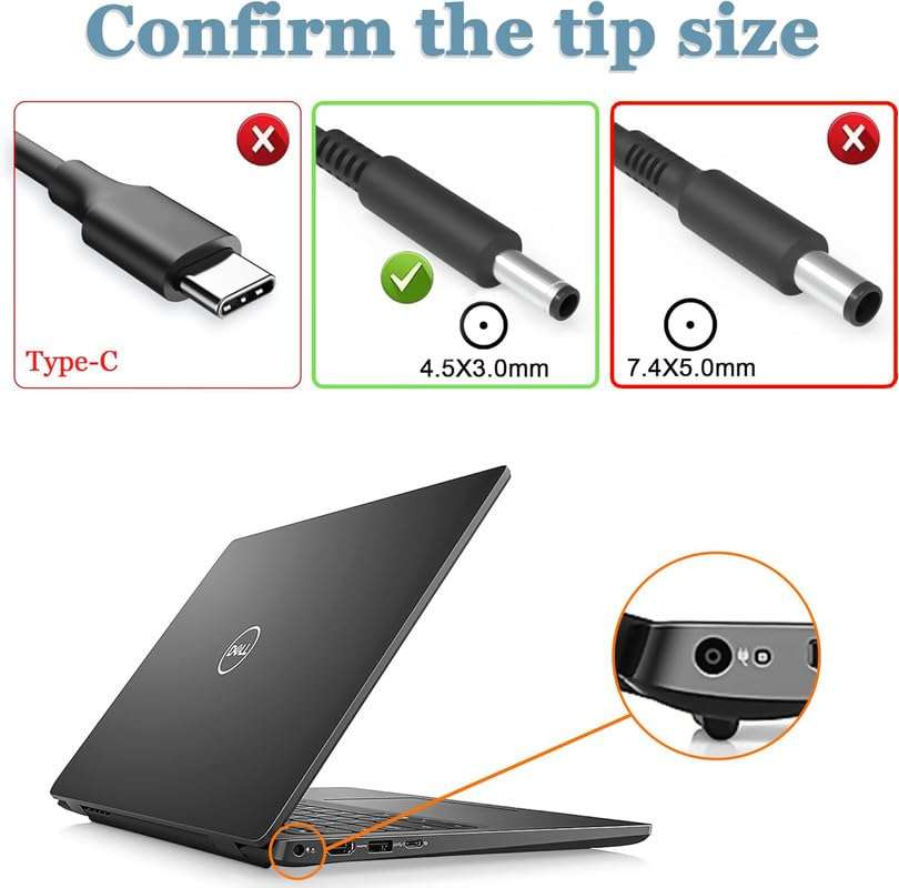 ULTRAZONE Laptop Adapter/Charger Compatible for DELL Inspiron 15 5000 (5580) (Output: 45W)- (Rating: 19.5V 2.31A) - (Pin Size : 4.5mm x 3.0mm) 4
