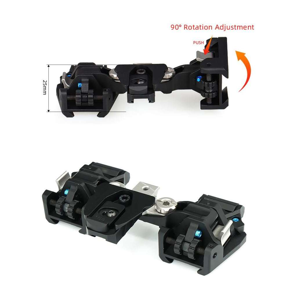 Aimsniper Universal PVS-14 PVS-18 RQE Dual Arms Helmet Night Vision Goggles NVG Mount，Binocular Bridge Folding Arm Mount Bracket，LightWeight Dual Tube Mounting System，CNC Aluminum 6