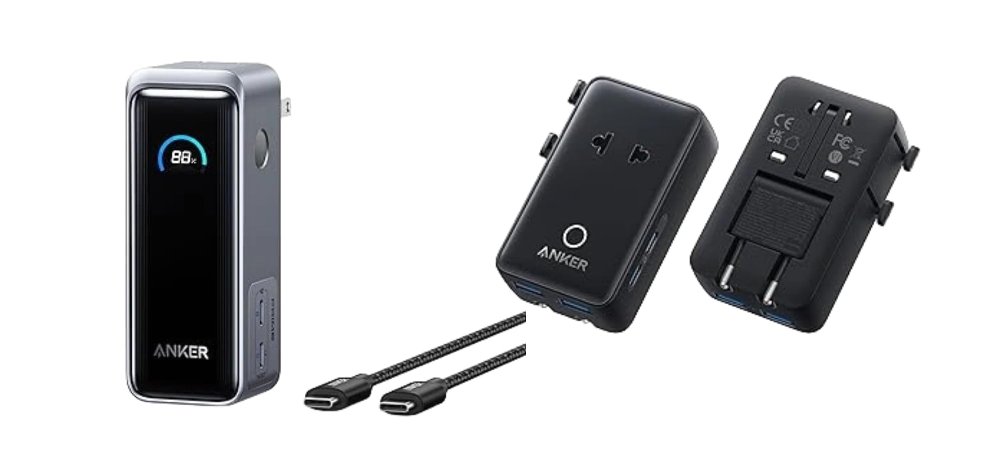 Anker Prime Power Bank, 9,600mAh Battery Pack with 65W Output Wall Charger with Anker Nano Travel Adapter, 5-Port Power Adapter 1