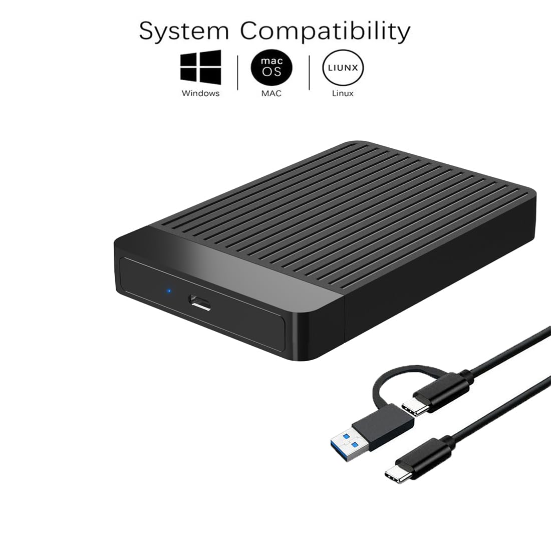 Tianken 1TB Ultra Slim Portable External Hard Drive 2.5'' HDD USB 3.1 Type-C Storage for PC, Mac, Laptop 4