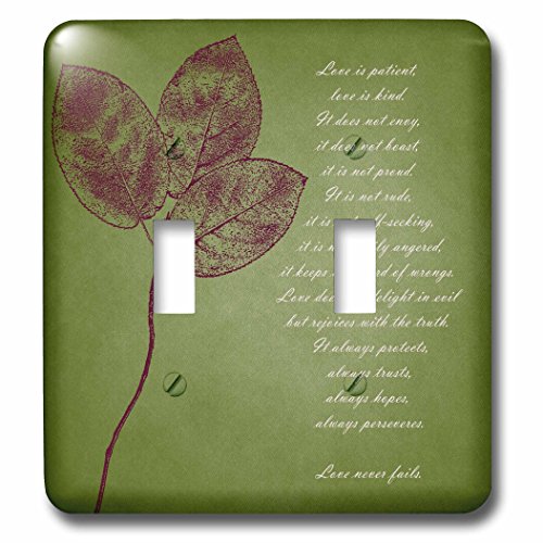 3dRose lsp_99339_2 Red Leaves Inspirational Patient, Love is Kind Bible Verse Double Toggle Switch, Multicolored 1