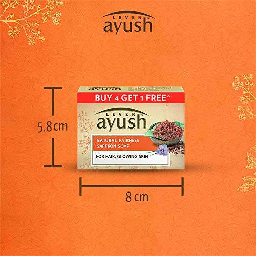 Lever Ayush Natural Fairness Saffron Soap, 100 g each (Buy 4 Get 1) 5