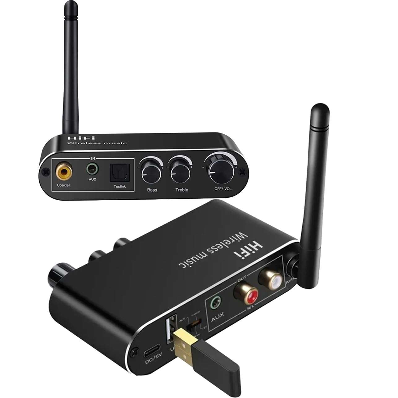 MICROWARE Wireless Bluetooth 5.1 Receiver Optical Fiber Coaxial Audio Decoder Converter U Disk AUX in Lossless for Old Computer T-V (T01) 1