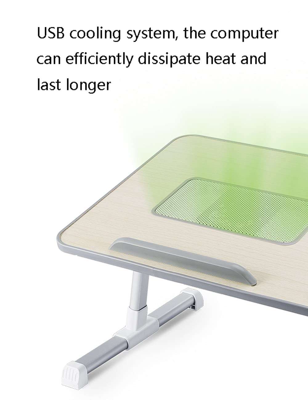 Adjustable Laptop Stand Bed Desk,USB Cooling Fan/Soft Hand Rest/Folding Leg Portable Bed Tray Table,Dining Work Writing Write (Black 20.9inchs) 6
