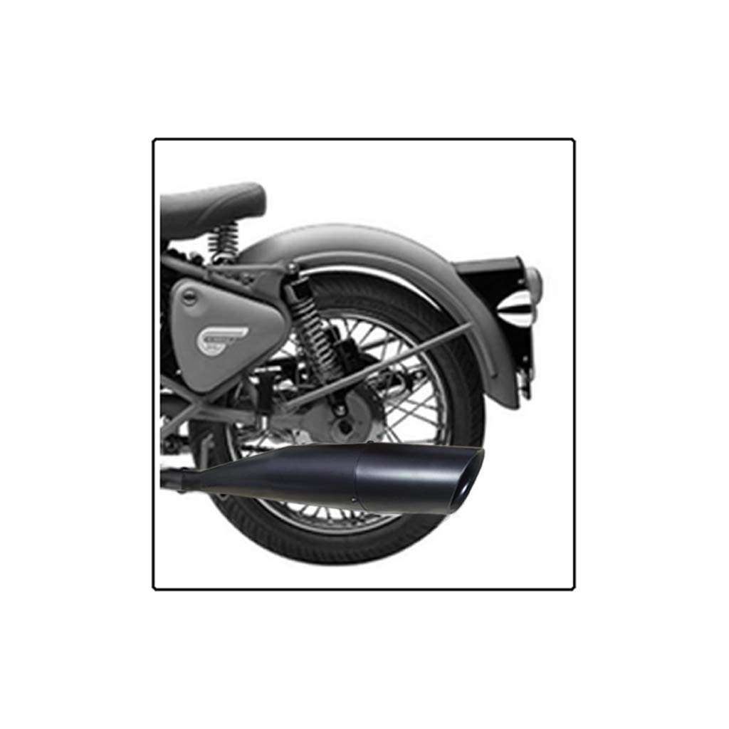 OZANGO Bike Silencer Exaust Dolphin Angular Filter Glasswool Black Bullet Exhaust Silencer With Zed Clamp Bush For Royal Enfield Bullet Electra Twin Spark 4