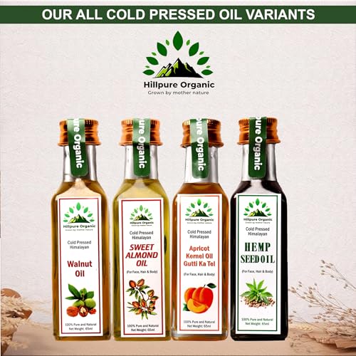 Hillpure Organic Cold Pressed Himalayan Apricot kernel oil-100% pure and natural, undiluted, for skin, moisturization, anti aging, healthy scalp and hair, Pahadi local Oil For Dry Skin (65 ml, Glass Bottle) 5