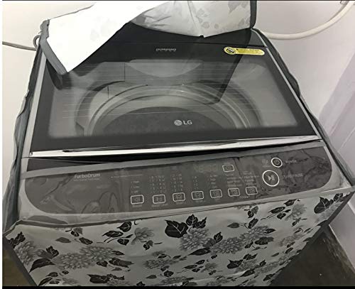 Cover Compatible LG Top Load Washing Machine Cover Suitable For 6 kg, 6.2 Kg, 6.5 Kg, 7 Kg (56cms X 56cms X 85cms) Half White & Grey 6