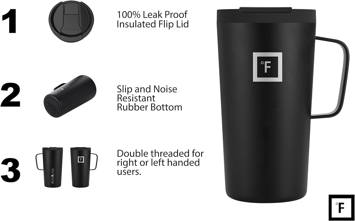 IRON °FLASK Grip Novelty Coffee Mug - Leak Proof, Vacuum Insulated Stainless Steel Bottle, Double Walled, Thermo Travel, Hot Cold, Water Metal Canteen - Cotton Candy, 24 Oz - Rubber Bottom 5