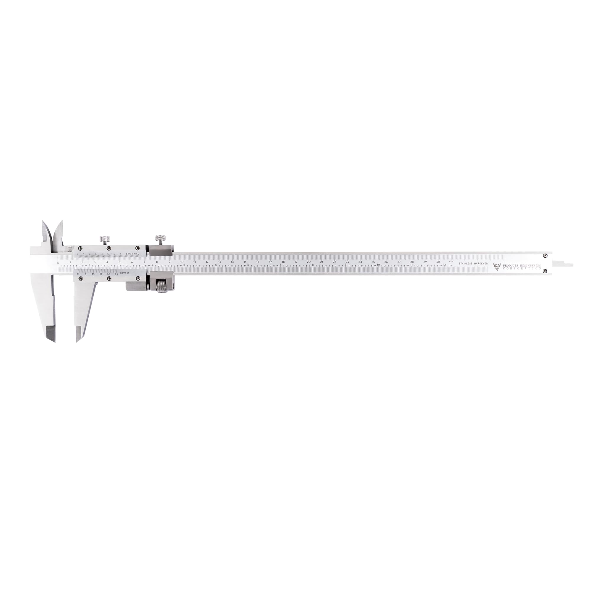 PEC TOOLS 12" / 300mm Vernier Caliper, Precision Stainless Steel Caliper with Fine Adjustment, 0.02mm/0.001" Graduation, 0.03mm Accuracy, for Inside, Outside, Step, and Depth Measuring