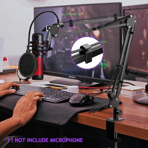 Rigych QuadCast Boom Arm Mic Stand, Adjustable Mic Arm Suspension Boom Scissor Microphone Stand for HyperX QuadCast S and 2 S RGB-USB, QuadCast 2 Condenser Microphone 2