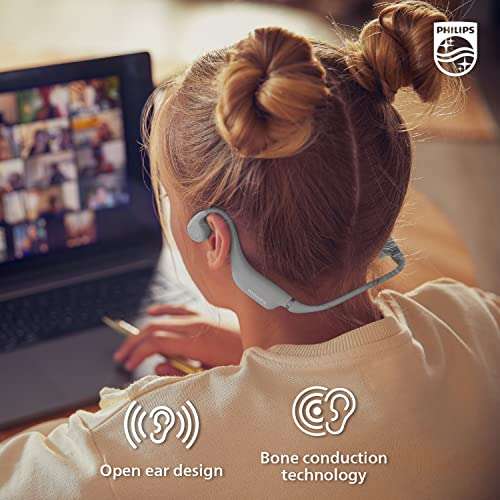 PHILIPS Kids Open-Ear Bone Conduction Bluetooth Headphones with Internal Microphone and Parental Controls, Gray, TAK4607GY 2