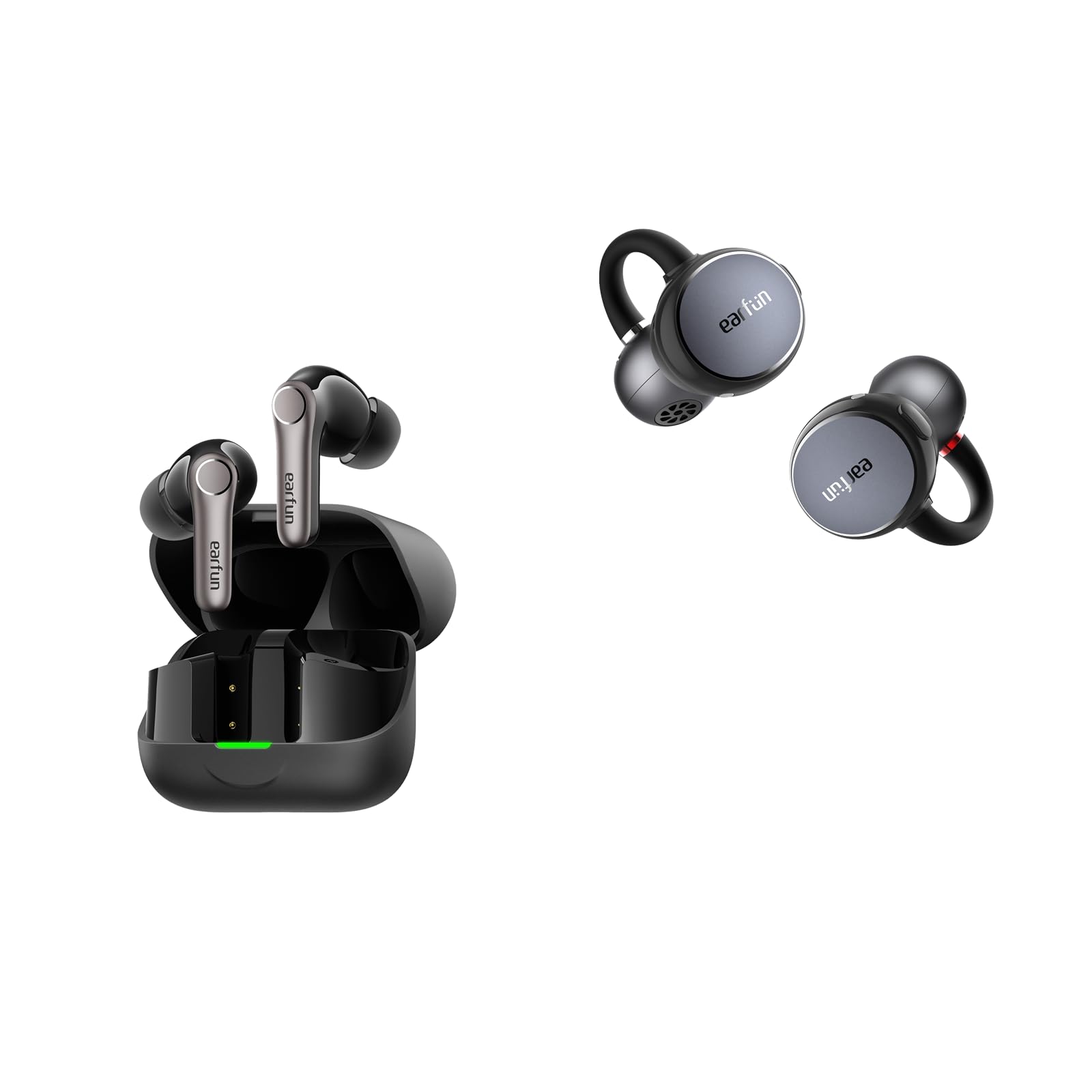EarFun Air Pro 4+ Adaptive Noise Cancelling Wireless Earbuds, Qualcomm aptX Lossless, Snapdragon Sound, Dual Drivers Clip Open Ear Earbuds, Adaptive Comfort with Secure Fit