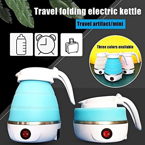 BHPK ENTERPRISE Travel Folding Electric Kettle, Fast Boiling, Portable Electric Kettle, 600ml Boil Dry Protection, 100-240V Food Grade Silicone Foldable Kettle 4