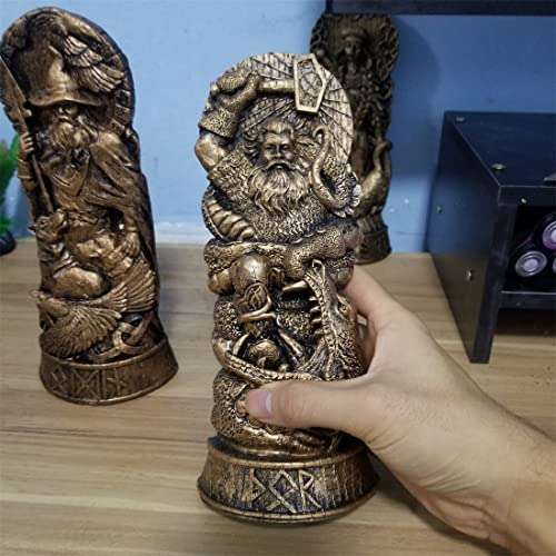 Pankerou Norse God Odin Statue, Odin,Thor, Loki, Freyja, Pantheon of Scandinavia, Viking God Mythology Figurines Idol, Nordic God Altar for Zeus Odin Thor Prayer Norse God Worshiper Home Decor… 5