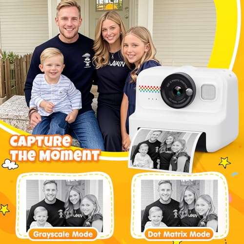 HiMont Kids Instant Print Camera, 1080P HD with 3 Rolls Print Paper & 32GB Card, Ideal Kids Toys Gifts for Boys & Girls Age 3-14 (Black) 3