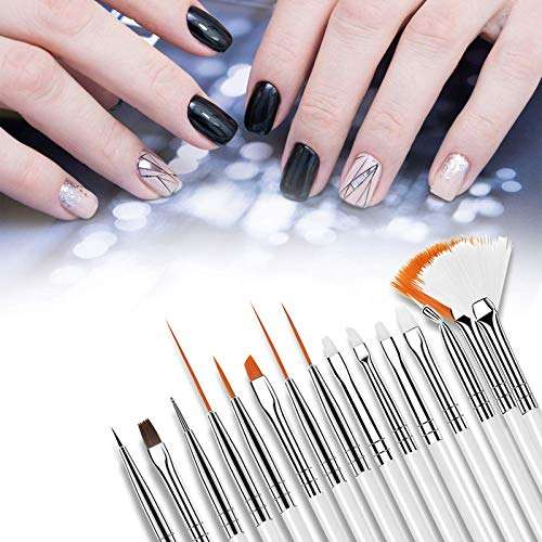 Trendy Club 15pcs Nail Art Painting Brush Set, Acrylic Nail Art Design Painting Drawing Polish Brush Pen Tools UV Gel Pen Different Pen Brushes DIY Nail Art Decoration Accessories(White) 5